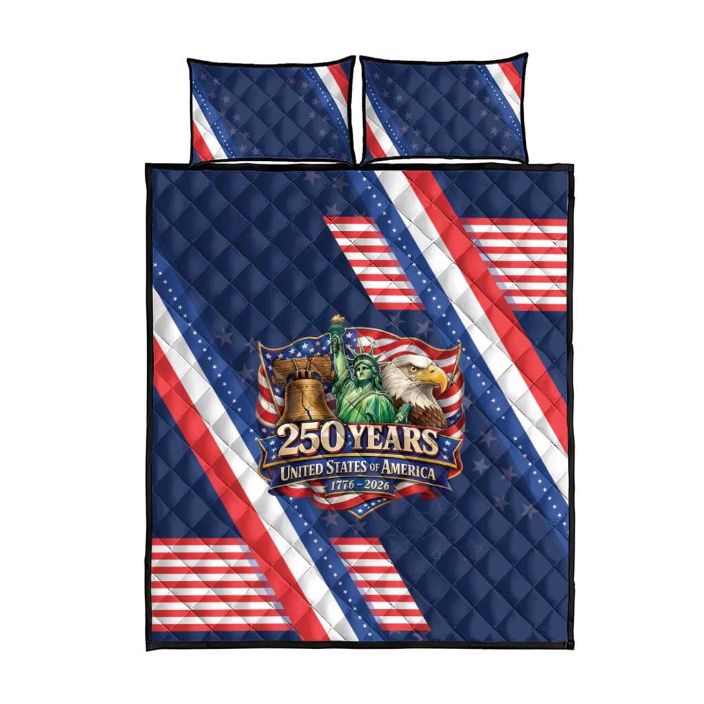 America 250th Anniversary Quilt Bed Set USA 1776-2026 Patriotic Eagle