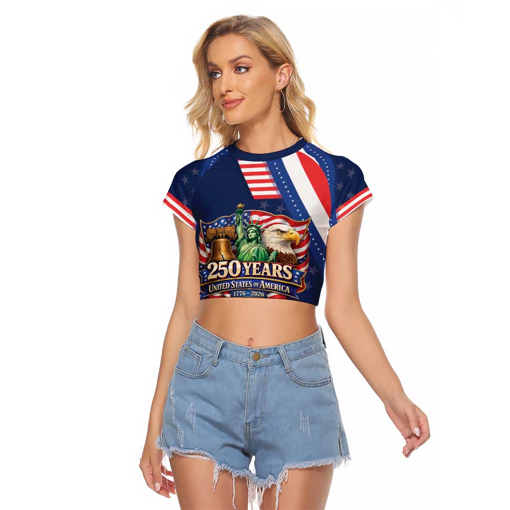 America 250th Anniversary Raglan Cropped T Shirt USA 1776-2026 Patriotic Eagle