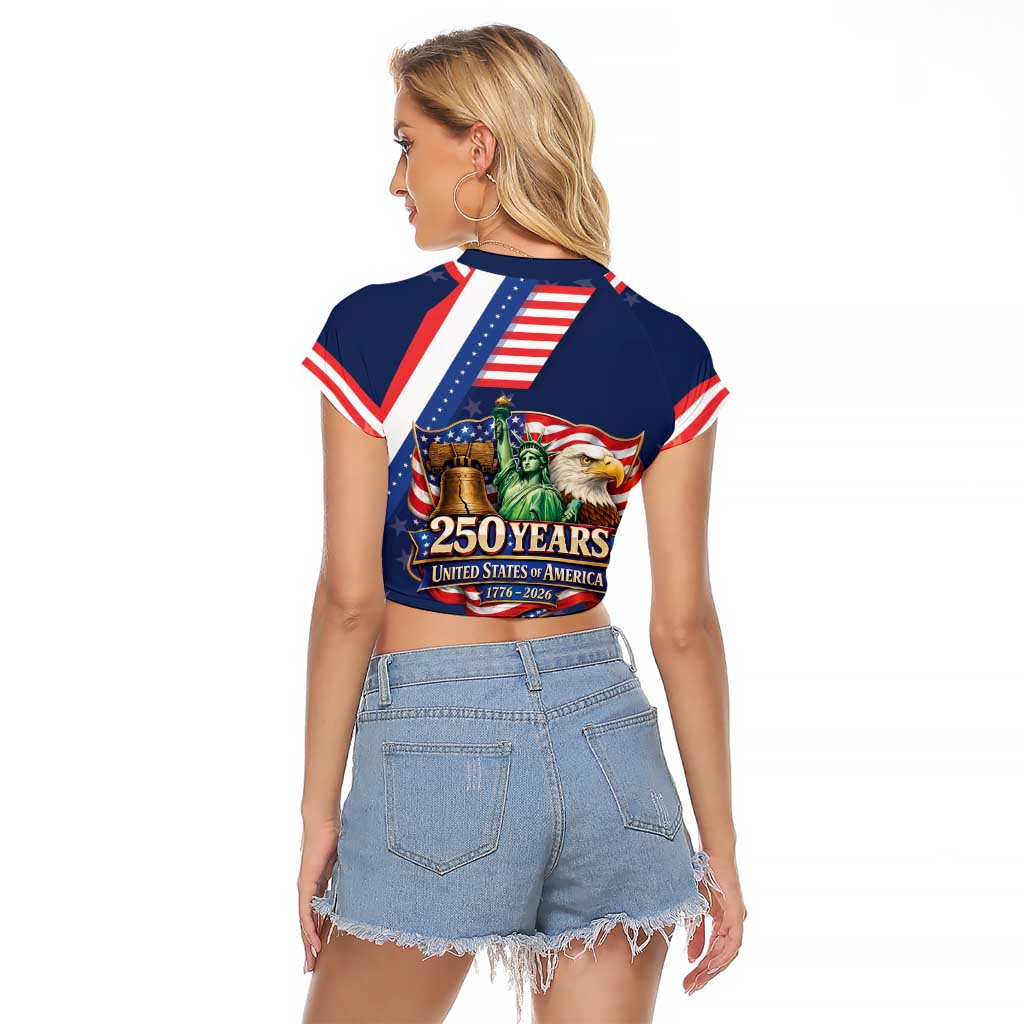 America 250th Anniversary Raglan Cropped T Shirt USA 1776-2026 Patriotic Eagle