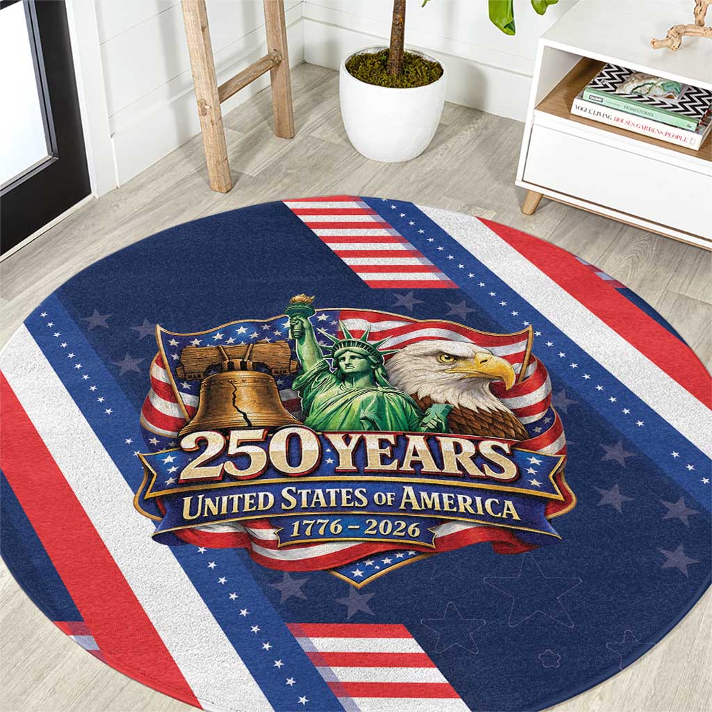 America 250th Anniversary Round Carpet USA 1776-2026 Patriotic Eagle