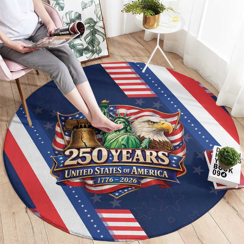 America 250th Anniversary Round Carpet USA 1776-2026 Patriotic Eagle
