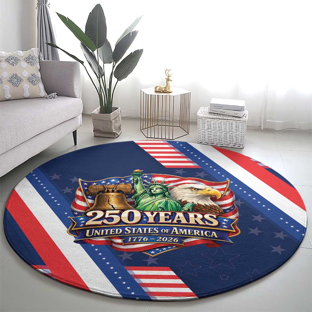 America 250th Anniversary Round Carpet USA 1776-2026 Patriotic Eagle