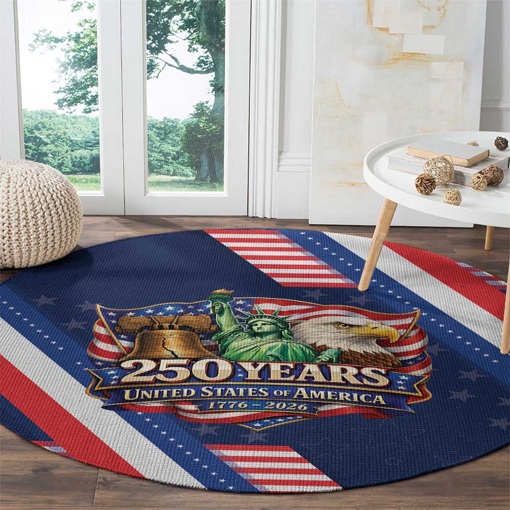 America 250th Anniversary Round Carpet USA 1776-2026 Patriotic Eagle