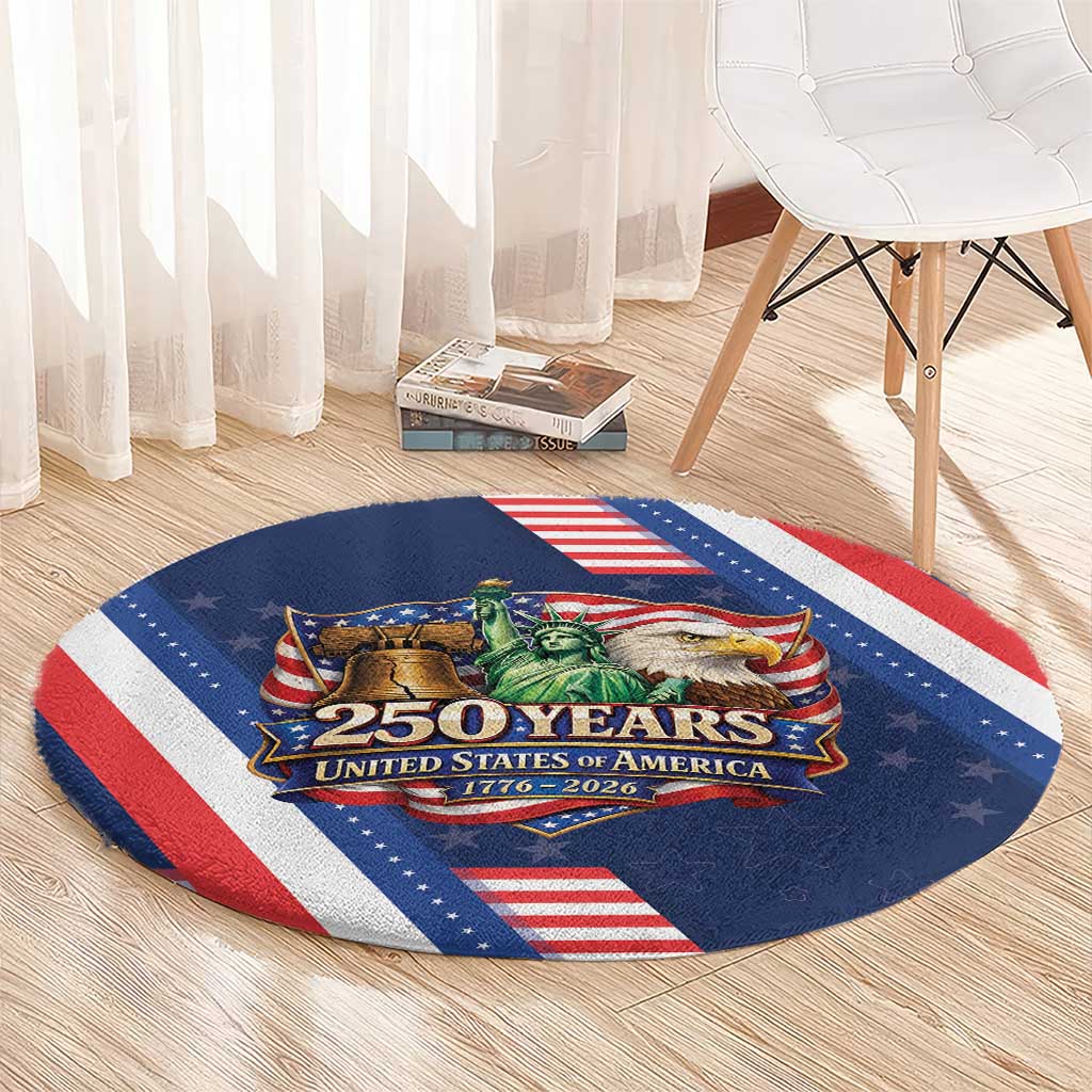 America 250th Anniversary Round Carpet USA 1776-2026 Patriotic Eagle