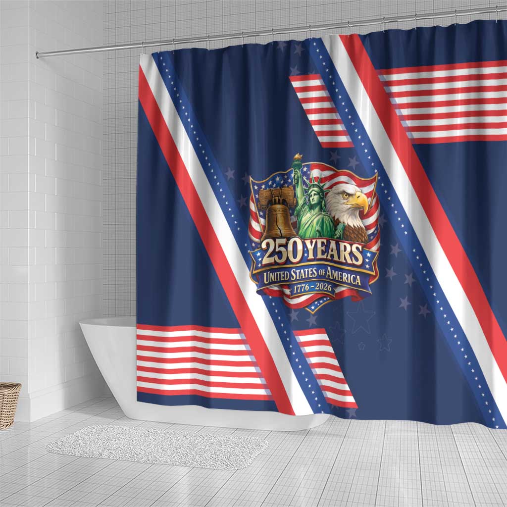 America 250th Anniversary Shower Curtain USA 1776-2026 Patriotic Eagle