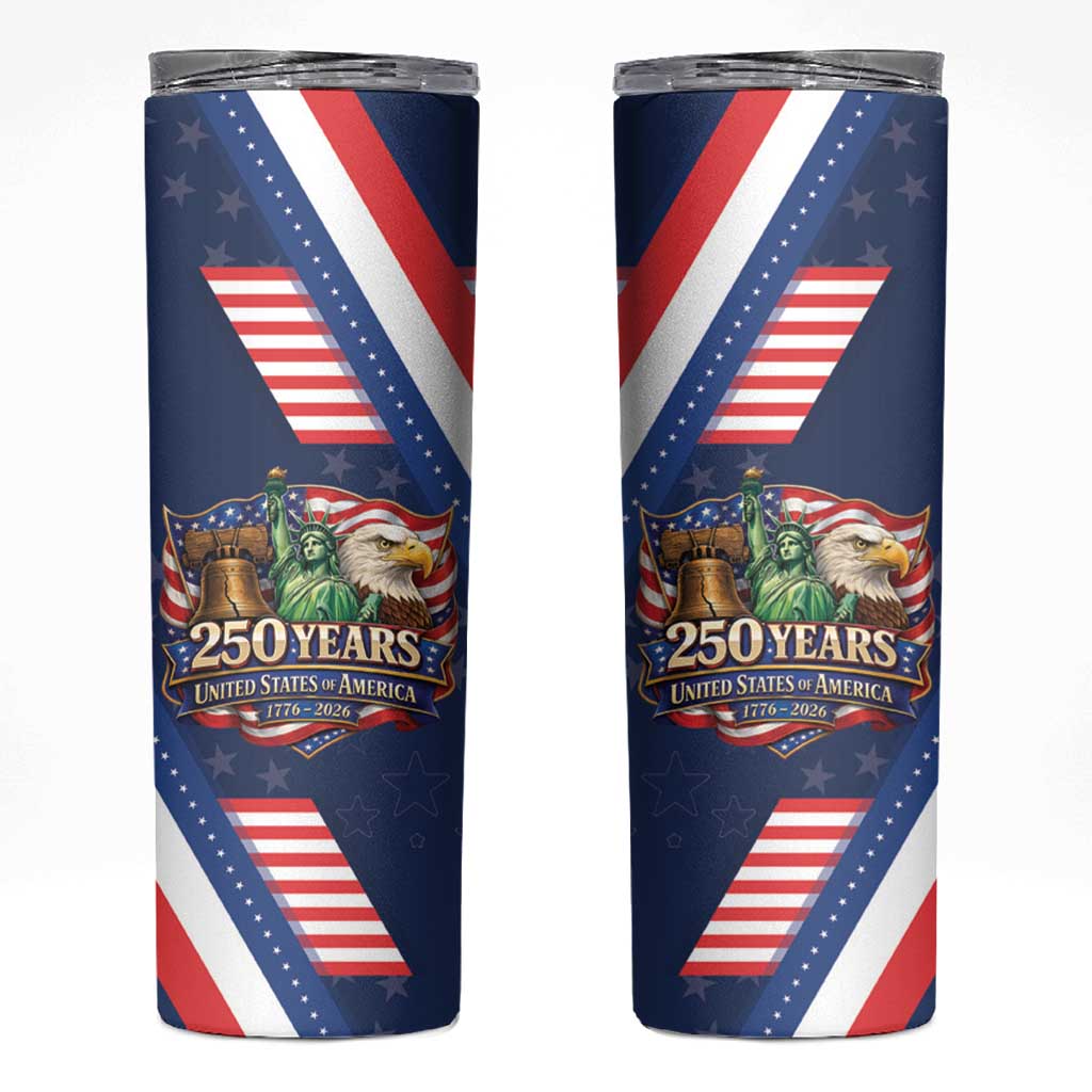 America 250th Anniversary Skinny Tumbler USA 1776-2026 Patriotic Eagle