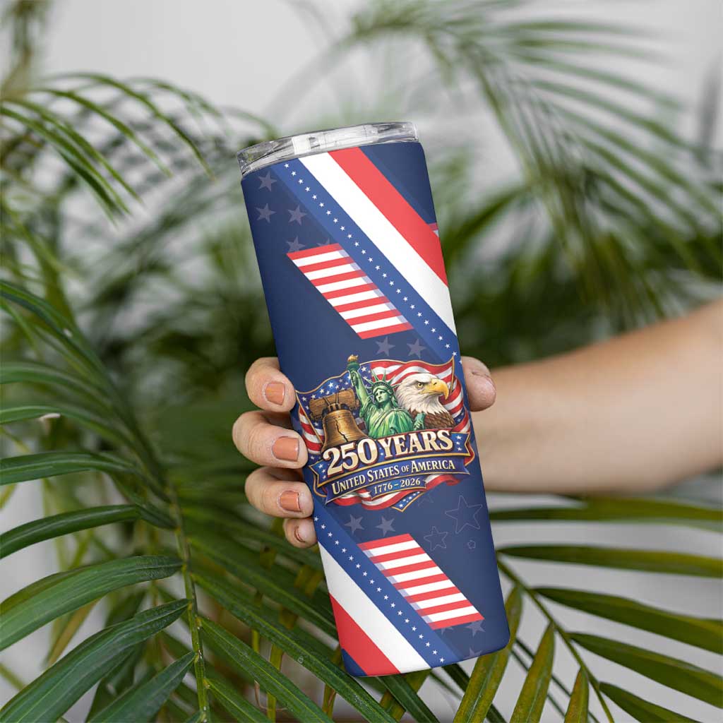 America 250th Anniversary Skinny Tumbler USA 1776-2026 Patriotic Eagle