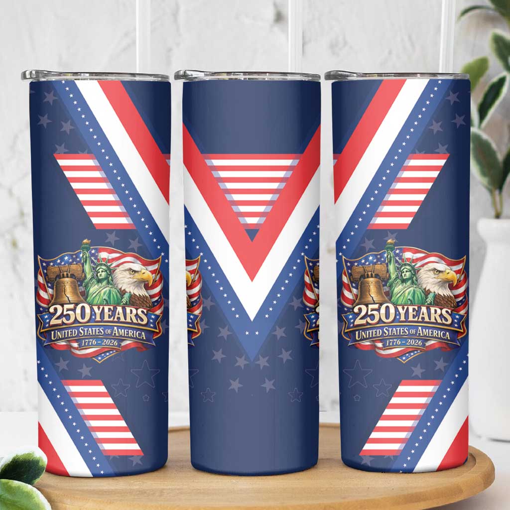 America 250th Anniversary Skinny Tumbler USA 1776-2026 Patriotic Eagle