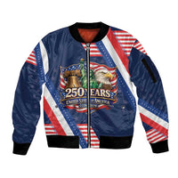 America 250th Anniversary Sleeve Zip Bomber Jacket USA 1776-2026 Patriotic Eagle