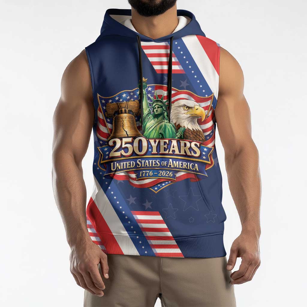 America 250th Anniversary Sleeveless Hoodie USA 1776-2026 Patriotic Eagle