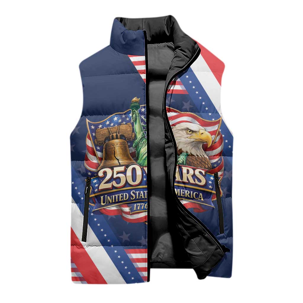America 250th Anniversary Sleeveless Puffer Jacket USA 1776-2026 Patriotic Eagle