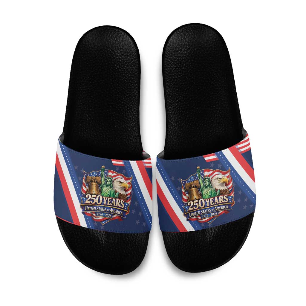 America 250th Anniversary Slide Sandals USA 1776-2026 Patriotic Eagle