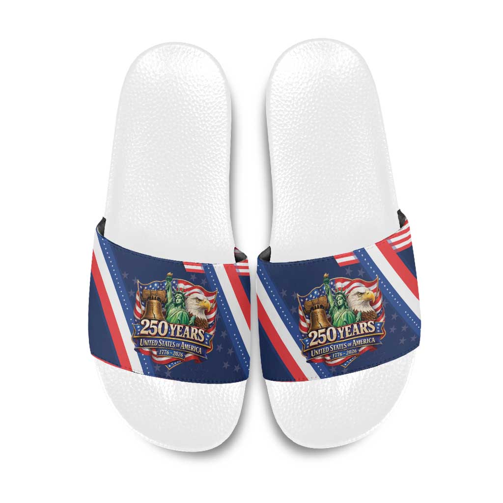 America 250th Anniversary Slide Sandals USA 1776-2026 Patriotic Eagle