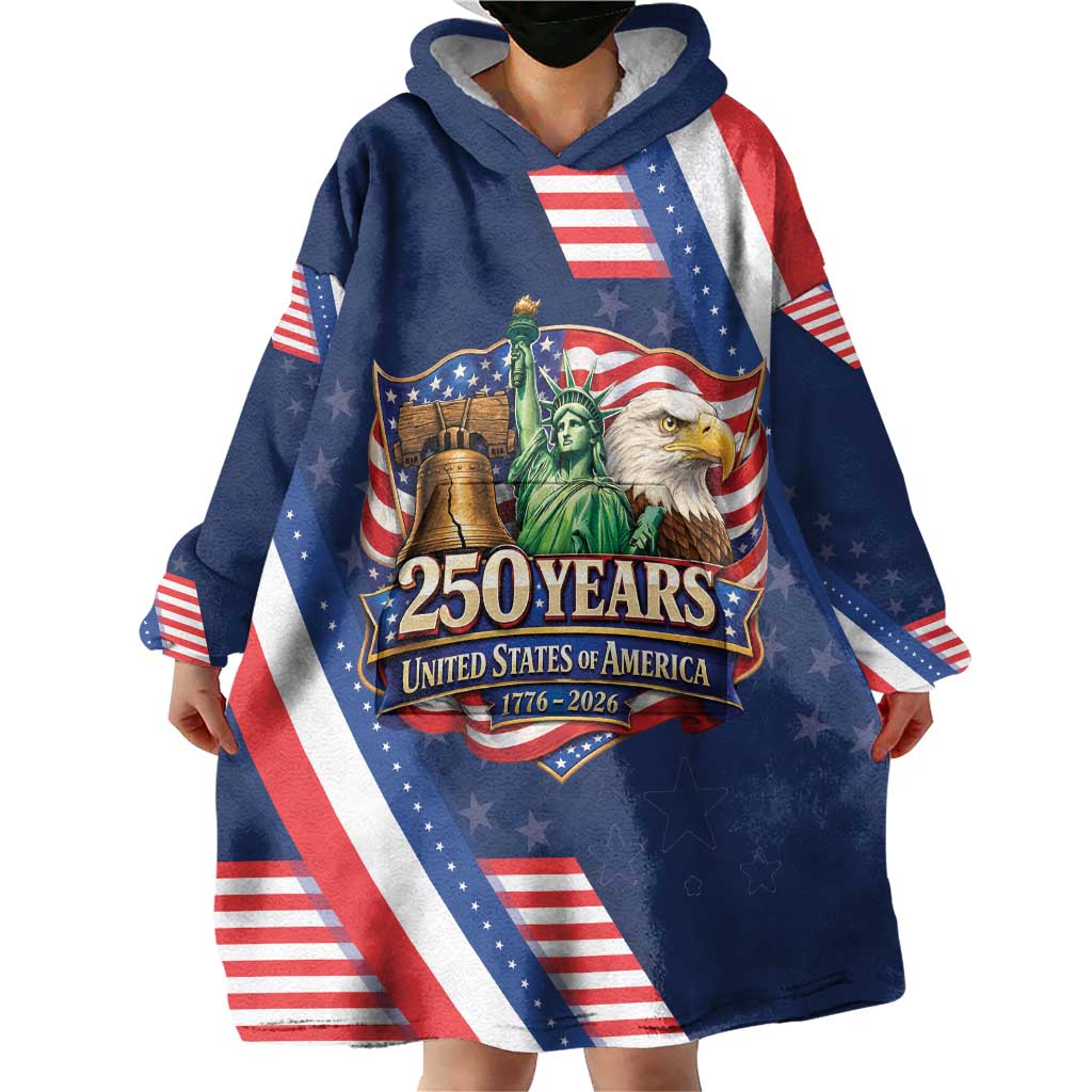 America 250th Anniversary Wearable Blanket Hoodie USA 1776-2026 Patriotic Eagle