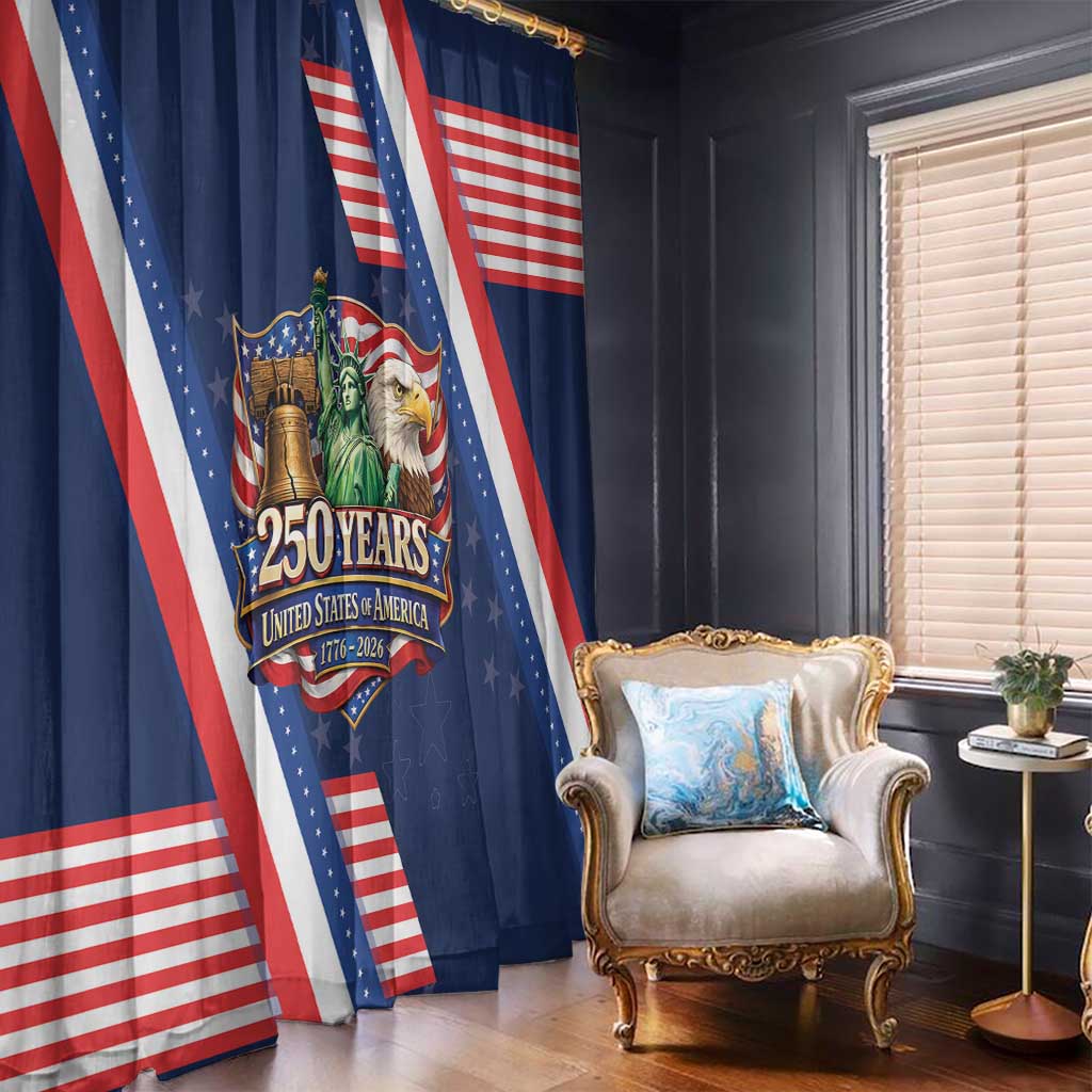 America 250th Anniversary Window Curtain USA 1776-2026 Patriotic Eagle