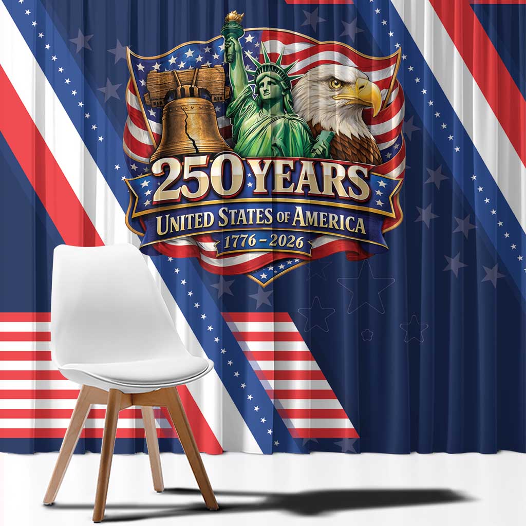 America 250th Anniversary Window Curtain USA 1776-2026 Patriotic Eagle