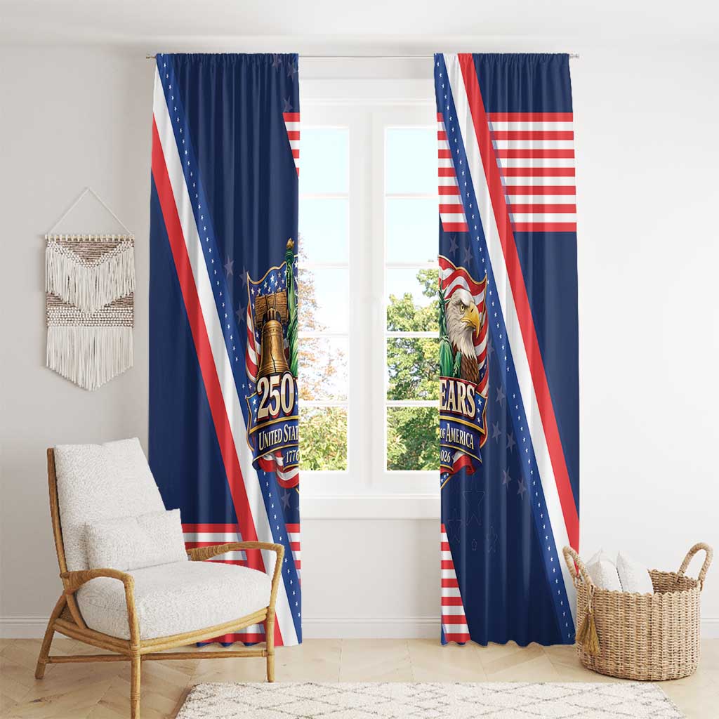 America 250th Anniversary Window Curtain USA 1776-2026 Patriotic Eagle
