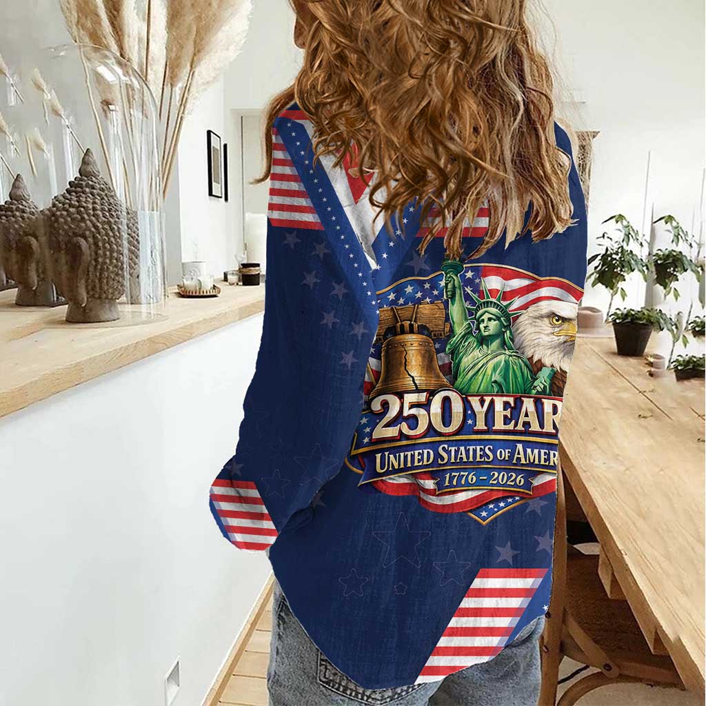 America 250th Anniversary Women Casual Shirt USA 1776-2026 Patriotic Eagle