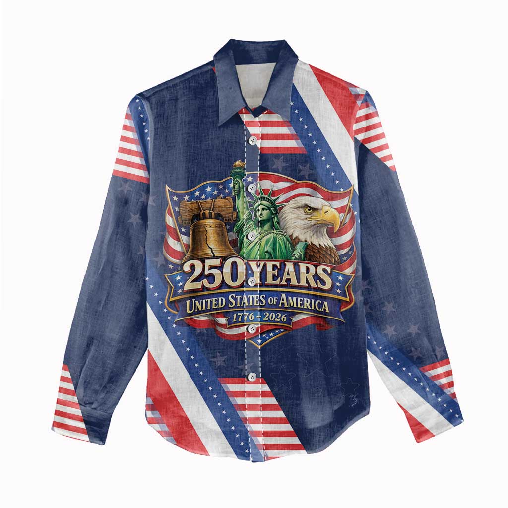 America 250th Anniversary Women Casual Shirt USA 1776-2026 Patriotic Eagle