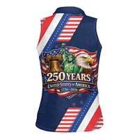 America 250th Anniversary Women Sleeveless Polo Shirt USA 1776-2026 Patriotic Eagle