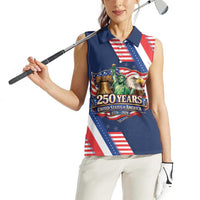 America 250th Anniversary Women Sleeveless Polo Shirt USA 1776-2026 Patriotic Eagle