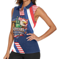 America 250th Anniversary Women Sleeveless Polo Shirt USA 1776-2026 Patriotic Eagle