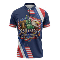 America 250th Anniversary Zipper Polo Shirt USA 1776-2026 Patriotic Eagle
