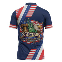 America 250th Anniversary Zipper Polo Shirt USA 1776-2026 Patriotic Eagle