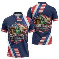 America 250th Anniversary Zipper Polo Shirt USA 1776-2026 Patriotic Eagle