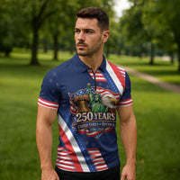 America 250th Anniversary Zipper Polo Shirt USA 1776-2026 Patriotic Eagle