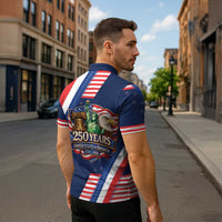 America 250th Anniversary Zipper Polo Shirt USA 1776-2026 Patriotic Eagle