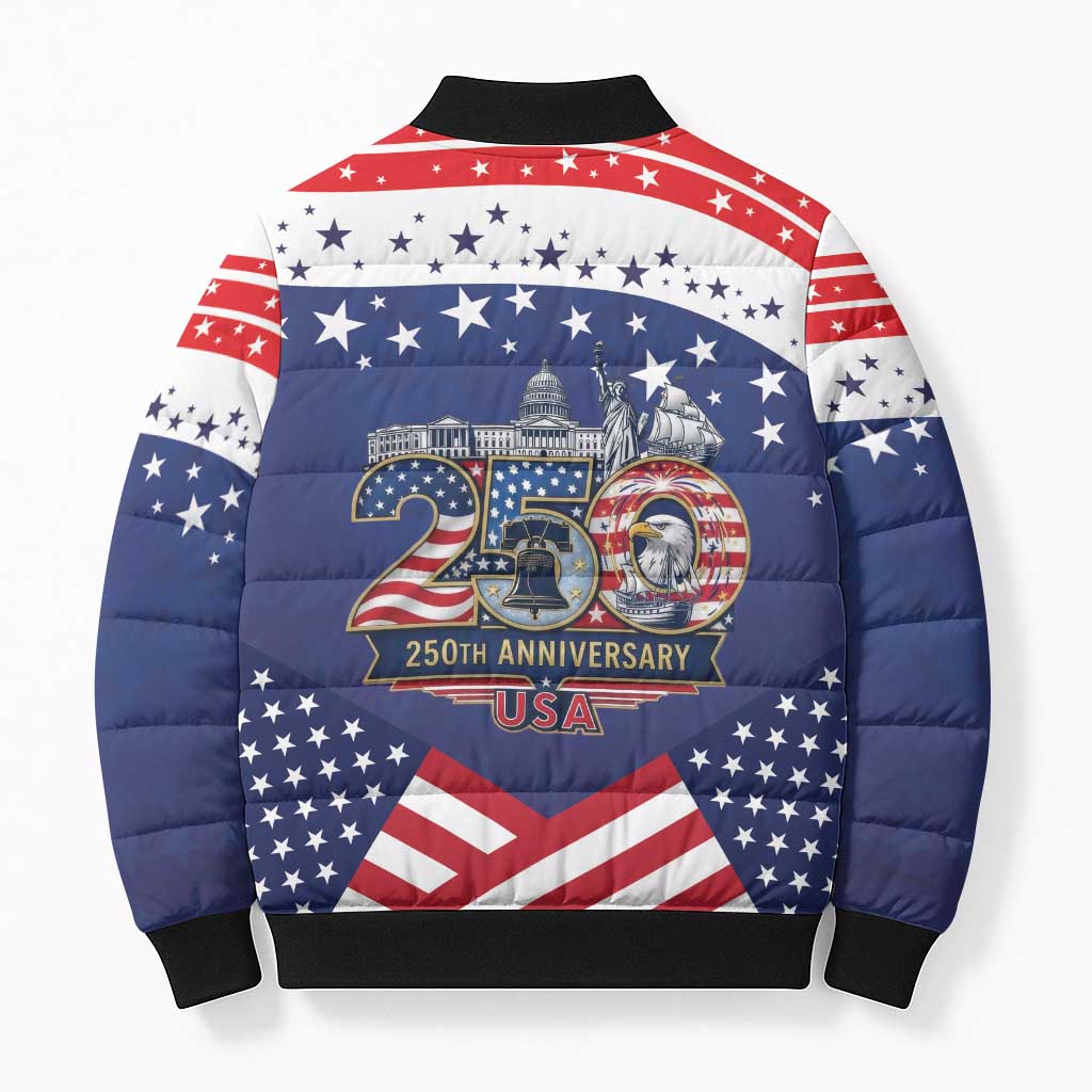 USA 250 Years of Freedom Bomber Puffer Jacket All American Pride
