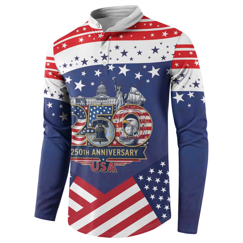 USA 250 Years of Freedom Button Sweatshirt All American Pride