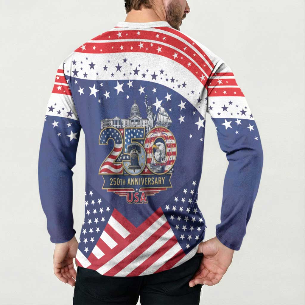 USA 250 Years of Freedom Button Sweatshirt All American Pride