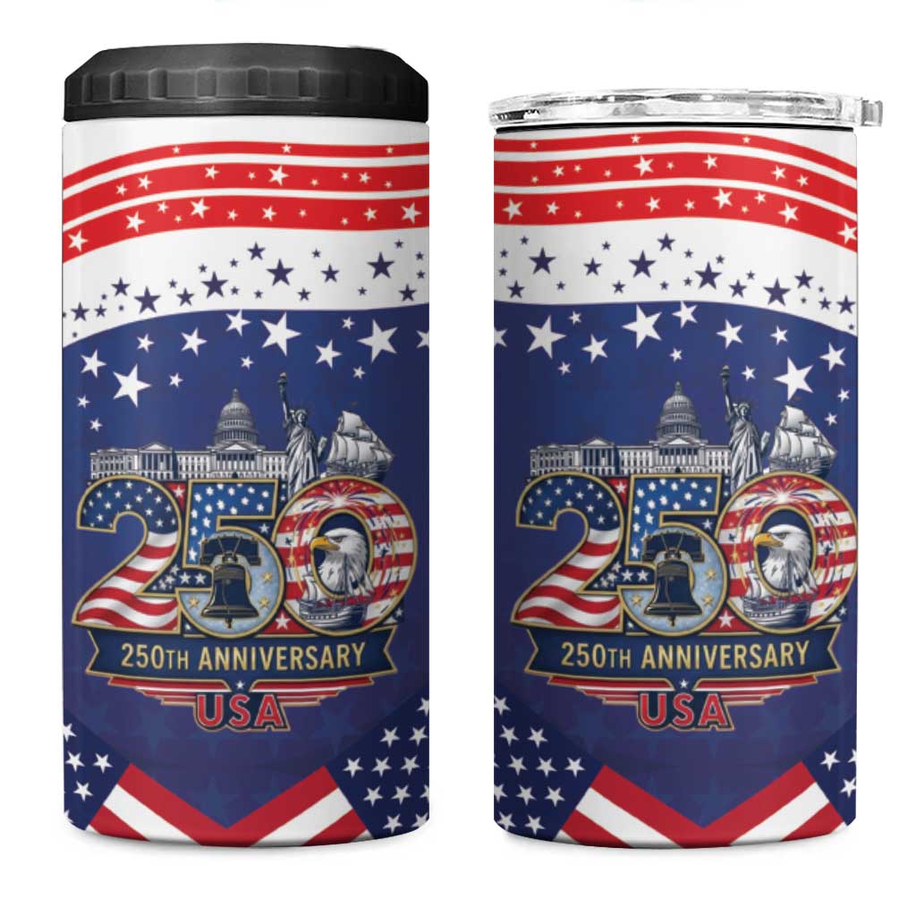 USA 250 Years of Freedom 4 in 1 Can Cooler Tumbler All American Pride