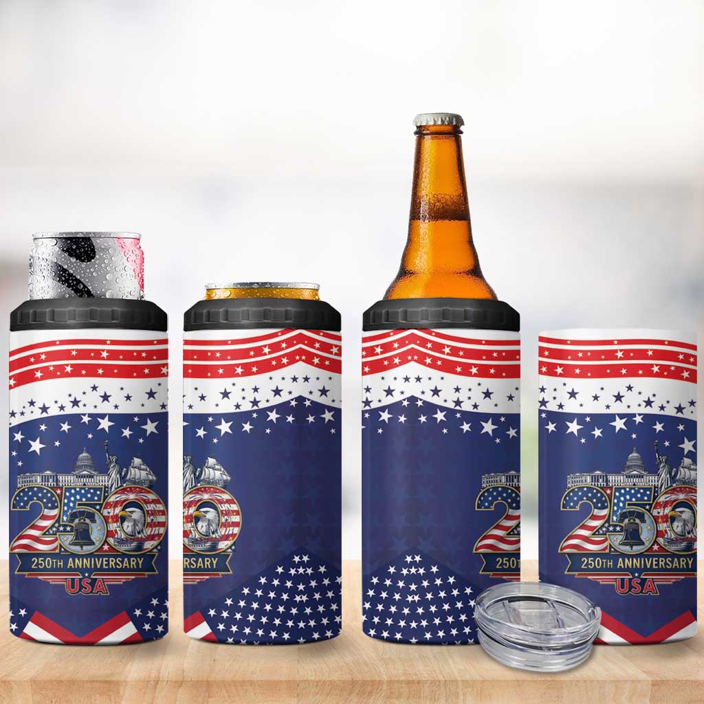 USA 250 Years of Freedom 4 in 1 Can Cooler Tumbler All American Pride