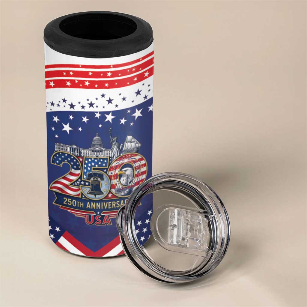 USA 250 Years of Freedom 4 in 1 Can Cooler Tumbler All American Pride