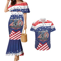 USA 250 Years of Freedom Couples Matching Mermaid Dress and Hawaiian Shirt All American Pride