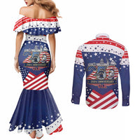 USA 250 Years of Freedom Couples Matching Mermaid Dress and Long Sleeve Button Shirt All American Pride