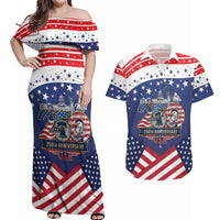 USA 250 Years of Freedom Couples Matching Off Shoulder Maxi Dress and Hawaiian Shirt All American Pride