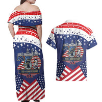 USA 250 Years of Freedom Couples Matching Off Shoulder Maxi Dress and Hawaiian Shirt All American Pride