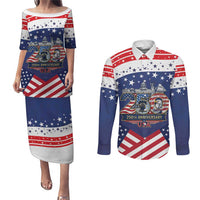 USA 250 Years of Freedom Couples Matching Puletasi and Long Sleeve Button Shirt All American Pride