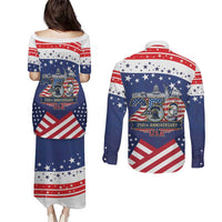USA 250 Years of Freedom Couples Matching Puletasi and Long Sleeve Button Shirt All American Pride
