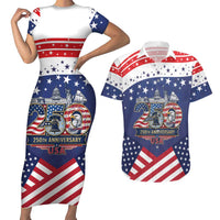 USA 250 Years of Freedom Couples Matching Short Sleeve Bodycon Dress and Hawaiian Shirt All American Pride