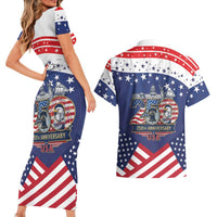 USA 250 Years of Freedom Couples Matching Short Sleeve Bodycon Dress and Hawaiian Shirt All American Pride