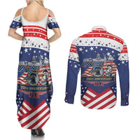 USA 250 Years of Freedom Couples Matching Summer Maxi Dress and Long Sleeve Button Shirt All American Pride