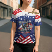 USA 250 Years of Freedom Cross Shoulder Shirt All American Pride