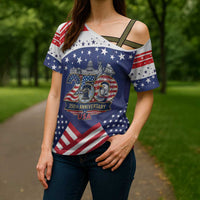 USA 250 Years of Freedom Cross Shoulder Shirt All American Pride