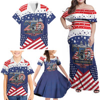 USA 250 Years of Freedom Family Matching Off Shoulder Maxi Dress and Hawaiian Shirt All American Pride