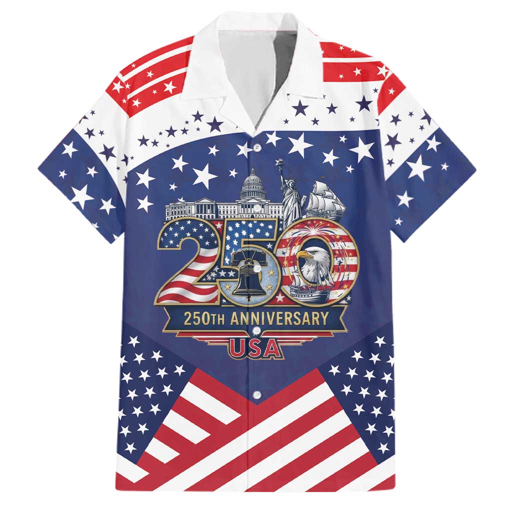 USA 250 Years of Freedom Family Matching Off Shoulder Maxi Dress and Hawaiian Shirt All American Pride